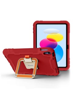 Buy Moxedo Rugged Protective EVA Silicone Kids Case Cover, Shockproof Foldable 360 Rotatable Stand Handle Grip with Pencil Holder Compatible for Apple iPad 2022 (10th Gen) 10.9 inch (Red) in UAE