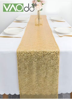 Buy Sequin Table Runner Event Party Supplies Gold Rectangular Tablecloth 30*275CM for Holiday Wedding Birthday in Saudi Arabia