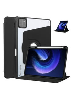 اشتري Transparent Hard Shell Back Trifold Smart Cover Protective Slim Case for Xiaomi Mi Pad 6 /Pad 6 Pro Black في السعودية