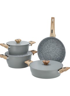 Buy ALBERTO GRANITE COOKWARE SET 7 PCS (20/24/26SH-24 FP) GREY in Saudi Arabia