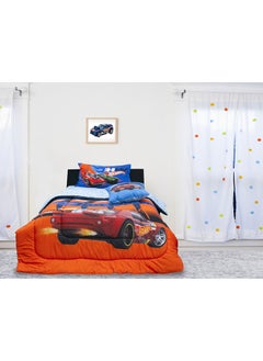 اشتري 3-Piece Kidz Klub Hot Wheel Comforter Single 160TC 100% Cotton Reversible Comforter 160x230cm + 1xPillowcase 50x75cm + 1xCushion Cover 40x40cm في الامارات