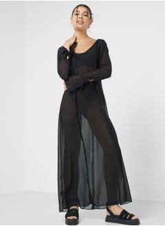 Buy V Neck Sheer Maxi Dress in UAE