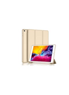 Buy iPad 9.7 Case (2018/2017, 6th Gen), Smart Case with Pen Holder and Soft Silicone Back for Full Body Protection, Auto Wake/Sleep Case (Light Gold) in Egypt