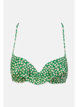 اشتري Women Padded Underwired Floral Print Bikini Top, Green Combo في السعودية