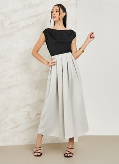 Buy Pleated Flared Maxi Skirt in Saudi Arabia