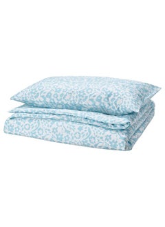 Buy Duvet Cover And Pillowcase White/Blue 150X200/50X80 Cm in Saudi Arabia