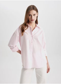 Buy Oversize Fit Shirt Collar Oxford Long Sleeve Shirt in UAE