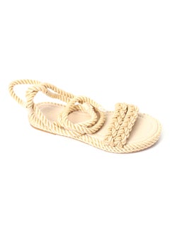 Buy Braided & Twisted Straps Lace Closure Flat Beige Sandals in Egypt