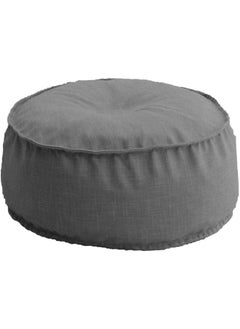 Buy Linen Round Ottomans Floor Cushion Grey in Saudi Arabia