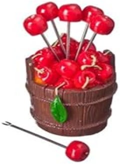 اشتري Fruit Fork, Cute Set of 6 Fruit Forks with Holder Stainless Steel Food Pick Forks for Kids Home (Cherry) في مصر