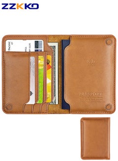 Buy Brown Cowhide Unisex Passport Holder Ticket Holder Travel Document Storage Bag Multifunctional Portable Card Holder in Saudi Arabia