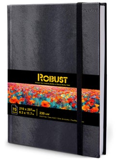 اشتري دفتر رسم Robust A4 (8.5" × 11.7") مع ورق ماركر، 70 ورقة 230gsm خالية من الأحماض، دفتر ملاحظات بغلاف صلب، مناسب للوسائط الجافة والرطبة، دفتر فني مع إغلاق مرن في السعودية