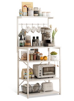 Buy 4 Tier Coffee Bar Station,Corner Coffee Bar Cabinet for Small Spaces,Coffee Stand Station with 5 S-Shaped Hooks,Kitchen Storage Stand with storage layer, Bakers Rack for Kitchen, Entryway, Living Room in UAE