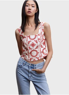 Buy Square Neck Printed Crop Top in Saudi Arabia