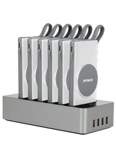 Buy 6in1 Station Power Terminal With 10000mAh Power QC Wireless Power Banks/ Rapid Re-Charging Station/Built-In Safeguards/ Charging Base Input in UAE