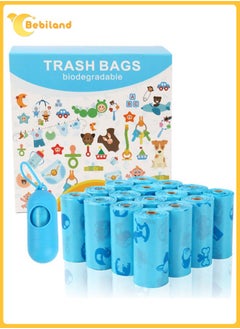 اشتري New 240-Piece Disposable Diaper Bag Refills with A Trash Bag Dispenser, Safe and Odour Control Biodegradable Baby Nappy Sacks for Collecting Nappies and Garbage, Blue في السعودية