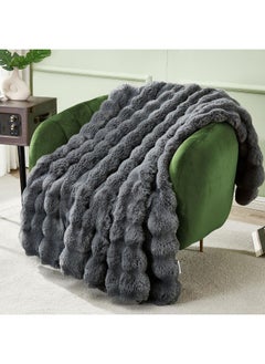 Buy Luxury Plush Throw Blanket Super Soft Cozy Fuzzy Blanket Faux Rabbit Fur Blanket Lightweight Blanket in UAE