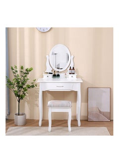 Buy Princess Vanity 3-Drawer Dresser With Mirror And Stool 140x75x40 cm in Saudi Arabia