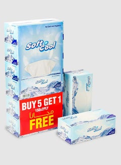 Buy Soft N Cool Facial Tissue 200 Sheets x 2 Ply Pack of 5 + 1 Free in UAE