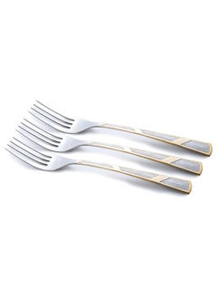 اشتري Cuisine Art CT-ELS/DF Berger Elsa Dinner Forks Set of 3, Stainless Steel Table Dining Forks, Golden Design في الامارات