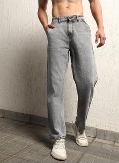 Buy Men Straight Fit Heavy Fade Pure Cotton Jeans in UAE