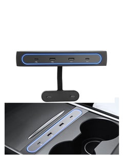 Buy Tesla Model Y / 3 Docking Station 4 in 1 USB LED Hub, Compatible Docking ​Station ​of Center Console HUB Adapter Multiport Cable Extension Accessories in UAE