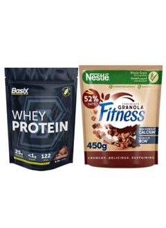 اشتري Nestle Fitness Granola Chocolate Cereals Plus Whey Protein 450+227grams  Single في الامارات