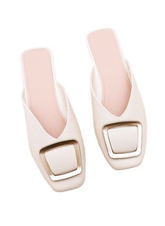 Buy Ladies Fashion Square Buckle Baotou Slippers Outdoor or Indoor Flat Heel Slipper Sandals in UAE