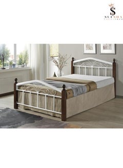Buy Wooden Steel Double Size Bed Cherry Brown Legs -120 x 190 cm SB-double in UAE