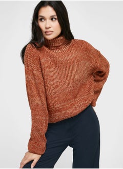 Buy High Neck Melange Sweater in Saudi Arabia