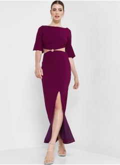 Buy Side Slit Cut Out Ring Detail Dress in UAE