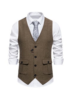 Buy New men's Retro V-Neck Fake Two Piece Vest in UAE