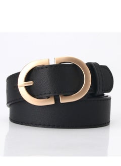 Buy Ladies With A Jacket Simple Waist PU Leather Belt 105cm Black in UAE