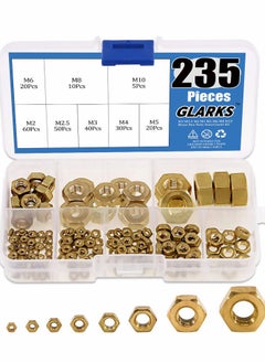 Buy 235Pcs Metric Brass Hex Nuts Assortment Kit for Screw Bolt High-Strength (M2 M2.5 M3 M4 M5 M6 M8 M10) in UAE