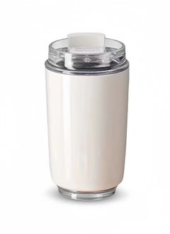 Buy 350ML Stainless Steel Insulated Beverage Cup With Leakproof Lid, Keep Warm and Cool Travel Coffee Mug with Ceramic Cup Body, Travel Coffee Thermos White in Saudi Arabia