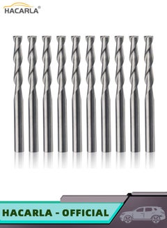 Buy 10 PCS 3.175 17mm Carbide Flat Nose End Mill CNC Router Bits Double Flute Upcut Spiral Set Tool Nylon Resin ABS Acrylic PVC MDF Hardwood in Saudi Arabia
