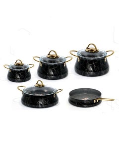 Buy Perfect black/gold marble design aluminum cookware and pans set in Saudi Arabia
