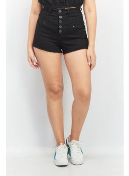 Buy Women Plain Denim Shorts, Black in UAE