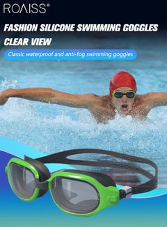 Buy Swim Goggles for Adult with Soft Silicone Gasket, Anti-fog No Leaking Clear Vision Pool Goggles, Swimming Glasses for Men Women, Green and Black in UAE