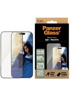 اشتري PanzerGlass® Eyecare Screen Protector for Apple iPhone 16 Pro Anti-Reflective, Anti-Blue Light, Tempered Glass, High Scratch Resistance, Impact Resistance - with mounting aid for easy installation في الامارات