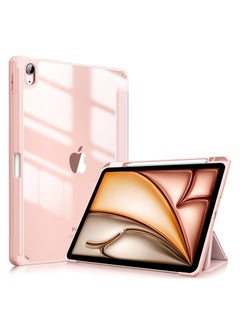 اشتري Case for iPad Air 11 inch (2024) M2, iPad Air 6th / 5th / 4th Generation (2024/2022/2020), Shockproof Slim Clear Back Cover with Pencil Holder, Auto Wake/Sleep-pink في مصر