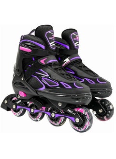 Buy Adjustable Roller Skate Shoes For Kids & Teens| Professional & Comfortable Inline Skating Shoes With 8 Lighting Wheels For Girls in UAE