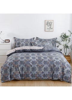 اشتري 6-Piece King Size Duvet Cover Set|1 Duvet Cover + 1 Fitted Sheet + 4 Pillow Cases|Microfibre|EMPRESS في الامارات