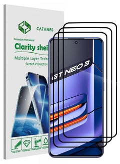 اشتري 3 Pack For Realme GT Neo 3 150W Screen Protector Tempered Glass Full Glue Back في الامارات