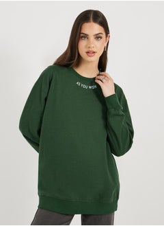 Buy Regular Fit Longline Slogan Sweatshirt in Saudi Arabia