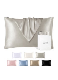 اشتري Lilysilk Silk Pillowcase For Hair And Skin Standard-100  Mulberry Silk 19 Momme Both Sides Silk Bed Pillow Cover With Hidden Zipper  1 Pieces  Standard Size 20  X26    Silvergray في الامارات