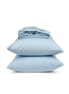 اشتري Home of linen-Fitted Sheet Set, Size 120 * 200cm,baby blue في مصر