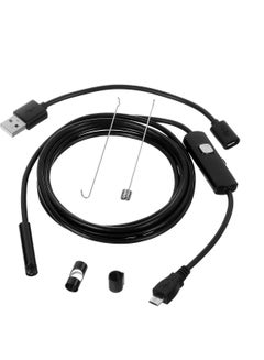 Buy 3-in-1 endoscope camera with a diameter of 7 mm and a length of 5 m, high-resolution inspection camera for narrow and hard-to-reach places connected to the phone, waterproof -  with 6 LED lights in Egypt