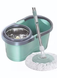 Buy Dreamons link Mop and Bucket Set 360 Degree Spin Rotating Mop with Bucket 2 Microfiber Heads and Adjustable Handle for Home Wooden Floor Cleaning Tools in UAE