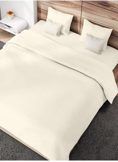 Buy RISHAHOME 3 Piece Bedsheet Set King Size|Beige Colour|1 Flat Bedsheet - 260x240 cm, 2 Pillowcases - 50x75 cm|Non allergic Microfiber for year-around use. in UAE